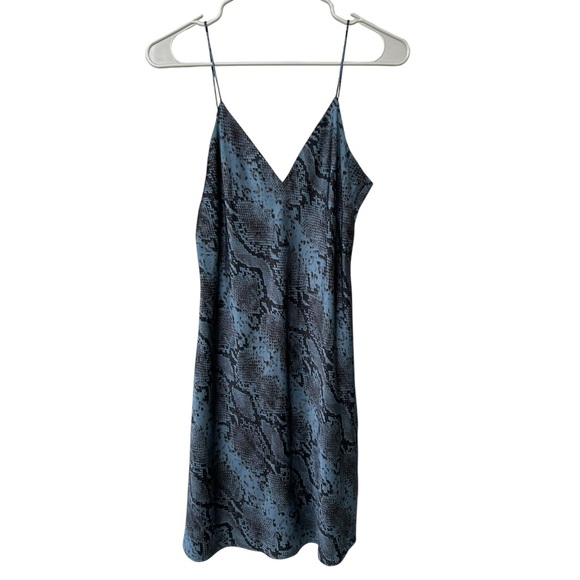 NWT Cami NYC Silk Snake-Print Slip Dress in Slate Blue and Black - Size Medium - Picture 3 of 12